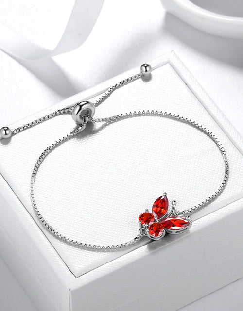 Load image into Gallery viewer, January Birthstone Jewelry Set Red Butterfly Garnet Fine Necklace/Earrings/Ring/Bracelet Sterling Silver Women Xmas Birthday Mother&#39;S Day Gifts
