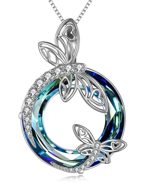 Load image into Gallery viewer, Christmas Gifts Sterling Silver Dragonfly Pendant Necklace with Purple Crystal Jewelry Christmas Gifts for Women
