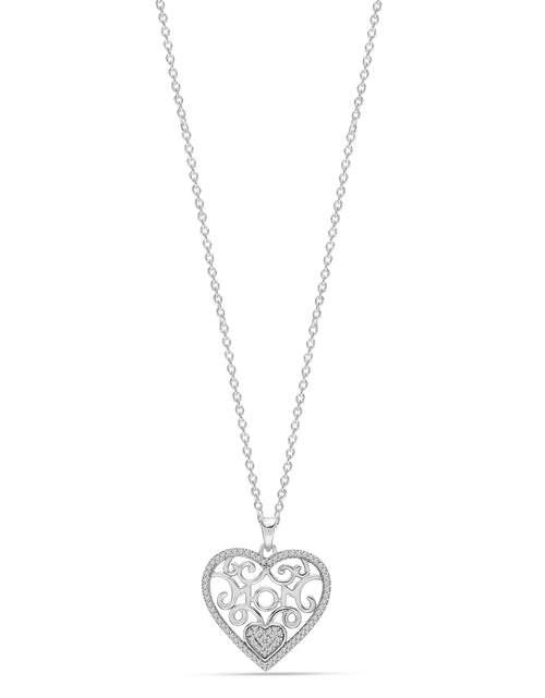 Load image into Gallery viewer, 925 Sterling Silver 18K Gold-Plated Diamond-Cut Heart Reversible Necklace for Women and Teen 25MM

