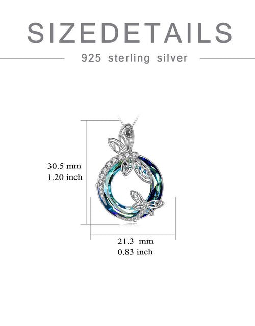 Load image into Gallery viewer, Christmas Gifts Sterling Silver Dragonfly Pendant Necklace with Purple Crystal Jewelry Christmas Gifts for Women
