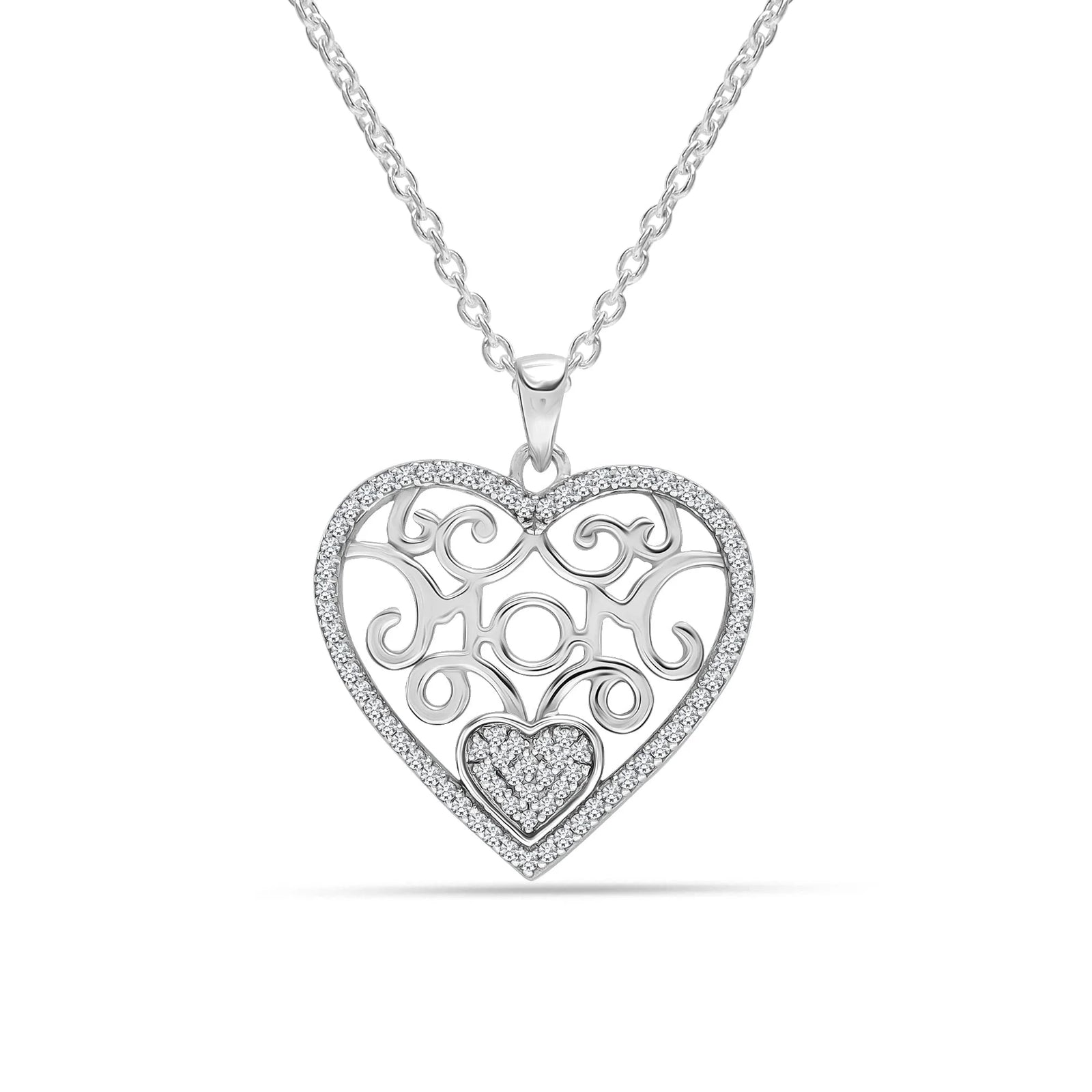 925 Sterling Silver 18K Gold-Plated Diamond-Cut Heart Reversible Necklace for Women and Teen 25MM