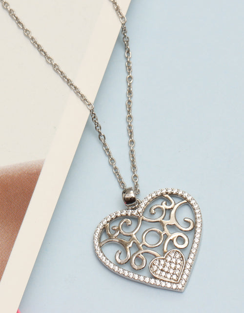 Load image into Gallery viewer, 925 Sterling Silver 18K Gold-Plated Diamond-Cut Heart Reversible Necklace for Women and Teen 25MM
